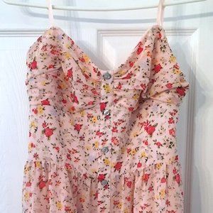 BCBGENERATION FLORAL STRAPLESS MINI SUMMER DRESS